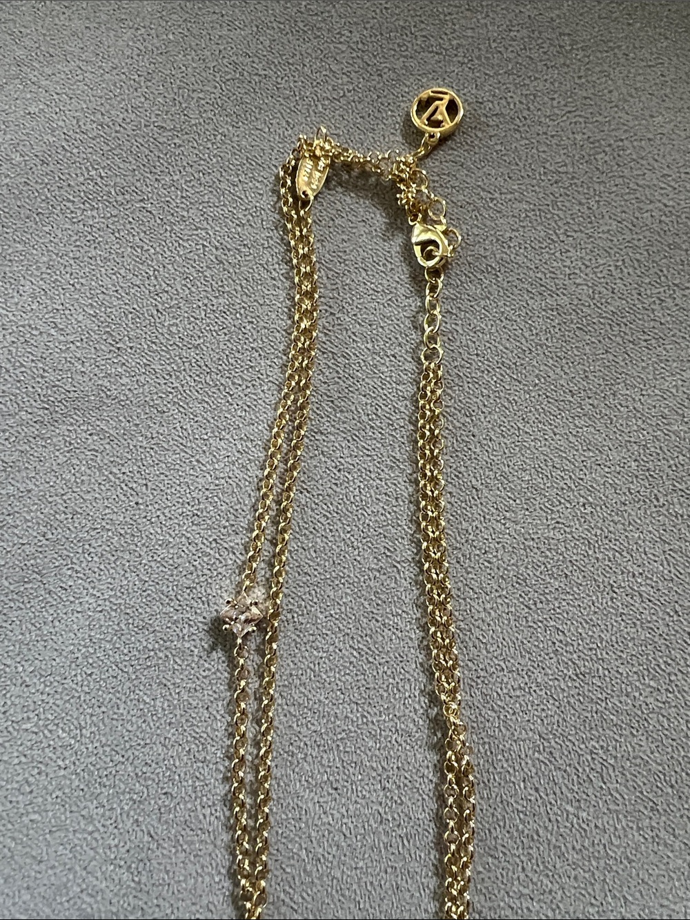 Designer inspired Double-Layer Gold Monogram Pendant Necklace - Picture 4 of 4